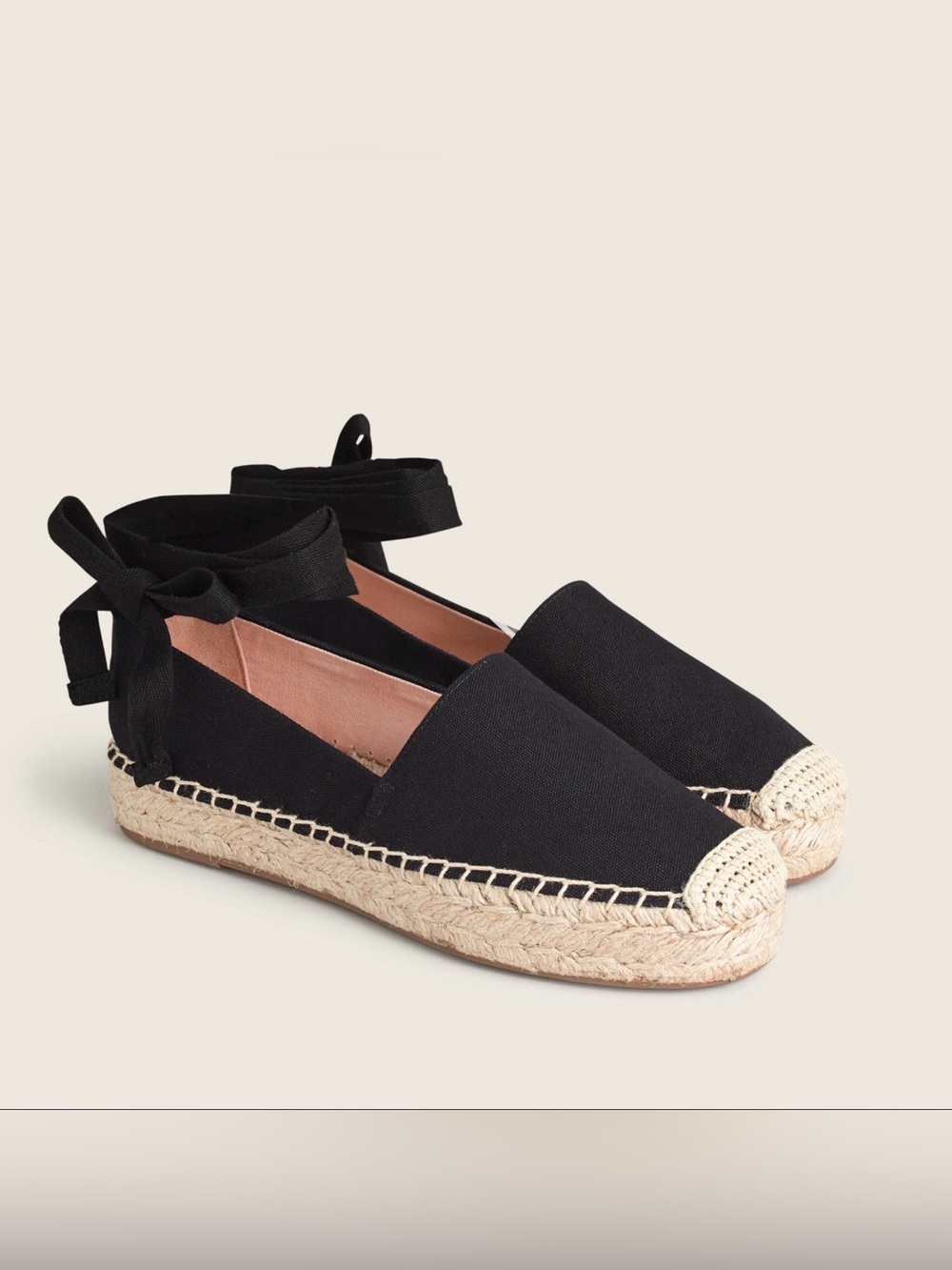 J. Crew Black Espadrille Canvas Tie-up shoes - Women’s sz 7.